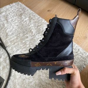 Suede Calfskin Platform Desert Boots